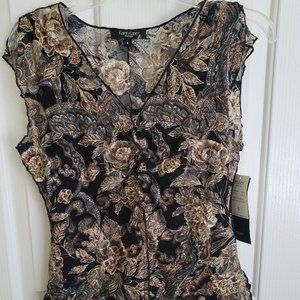 New 2-Piece Sleeveless V-Neck Mesh Shirt with Black Shell - Karen Kane PS